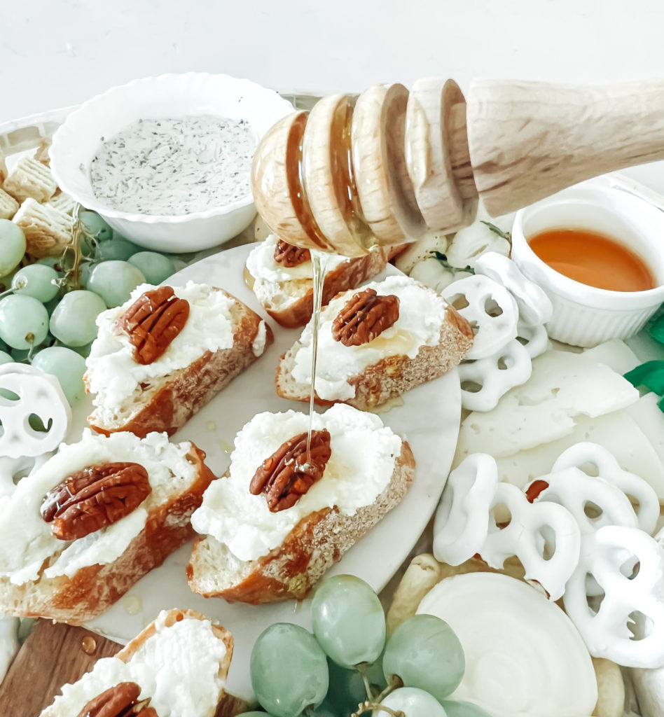 A classy white cheese platter 
