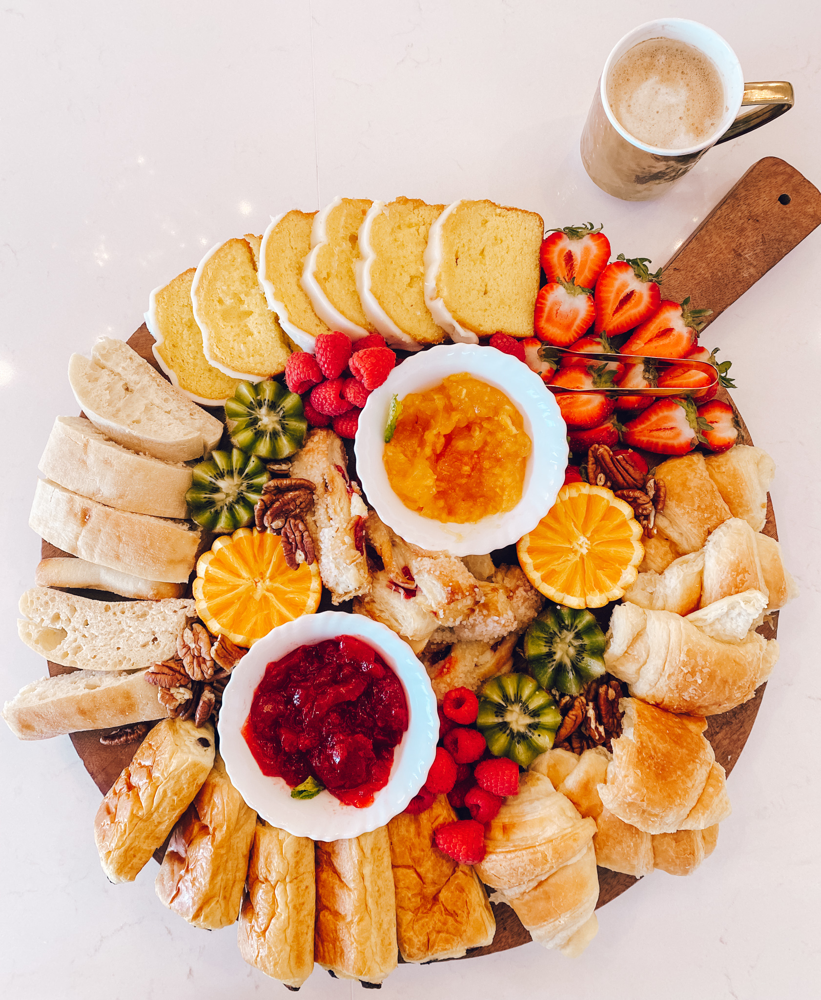 CONTINENTAL BREAKFAST ON A PLATTER FOR A SUNDAY BRUNCH