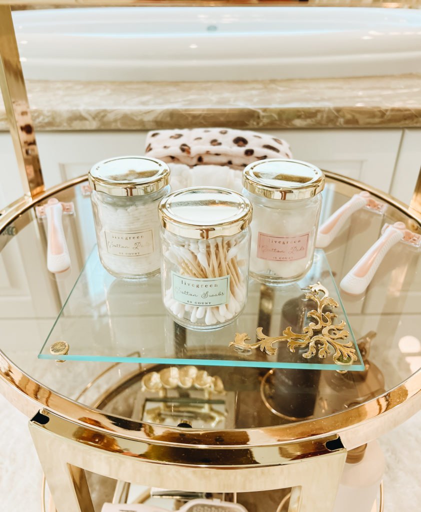 A BAR CART IN THE BATHROOM