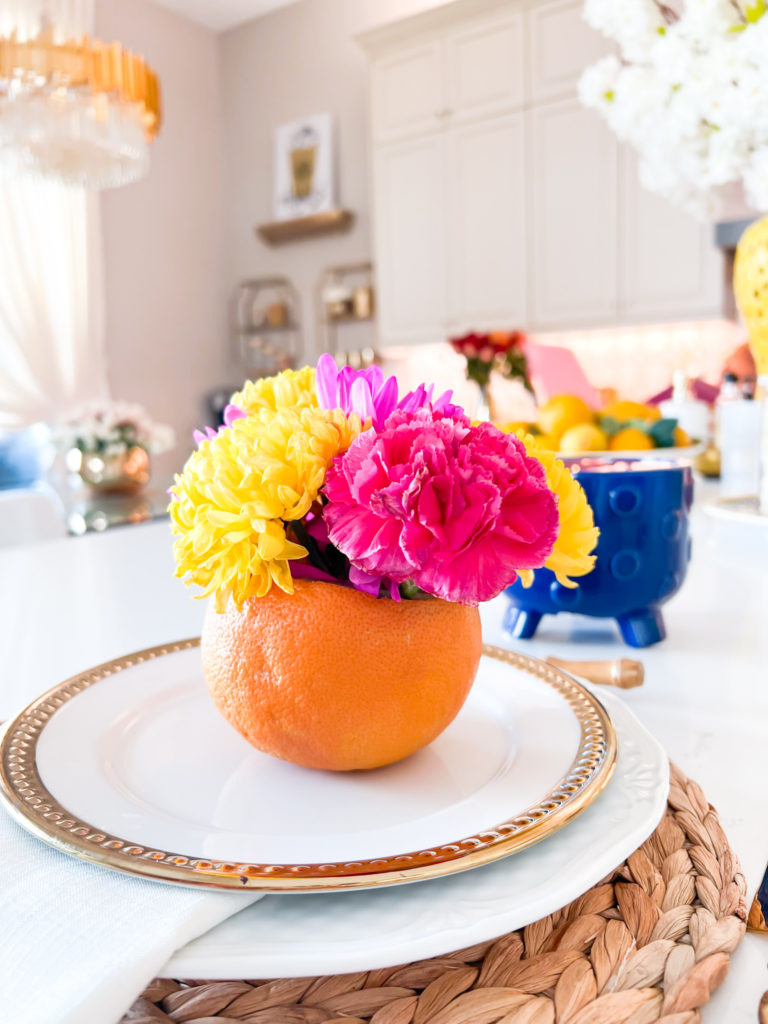 A CUTE CITRUS PERSONAL FLORAL CENTERPIECE
