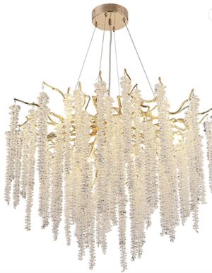 Gold and Crystal Raindrop Chandelier