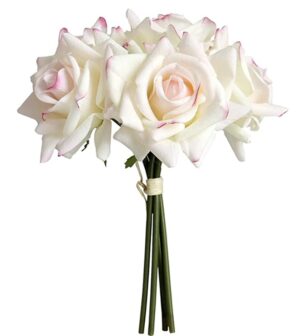 Real Touch Roses White with Pink Edge