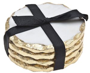 Round Marble Coaster with Gold Edge