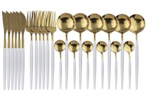 White And Gold Cutlery
