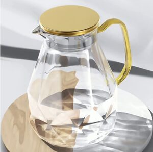 Glass Pitcher with Golden Lid