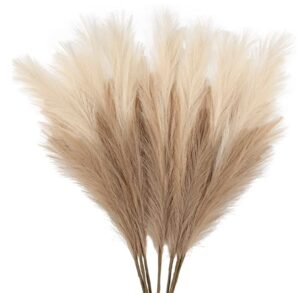 Faux Pampas Grass Beige and Brown Mixed