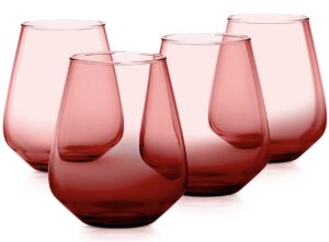 Red Stemless Wine Glasses