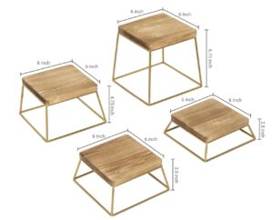 Gold and Wood Food Display Risers