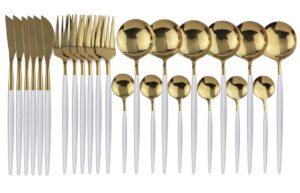 White and Gold Cutlery Set