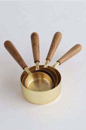 Gold Measuring Cups w/ Wood Handle
