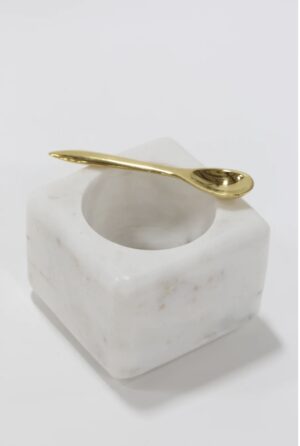 Marble Spice Bowl w/ Gold Spoon
