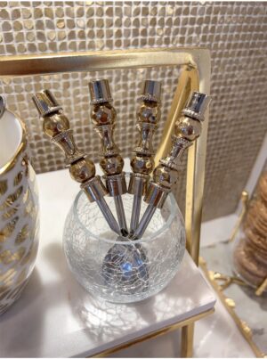 Set of 4 Gold Detailed Tea Spoons