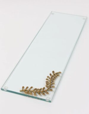 Glass Tray with Gold Metal Leaf Design from The Jasmine Collection