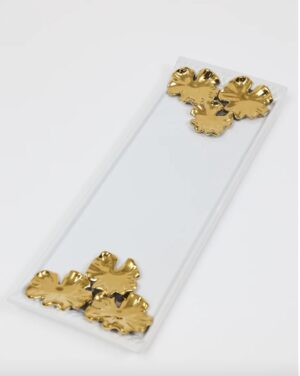 White Ceramic Tray with Stunning Gold Flower Design