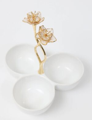 3 Section Porcelain Dish from The Celine Flower Collection
