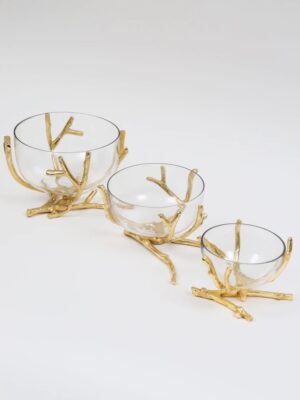 Bowls with Gold Branch Design