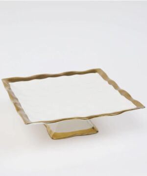 Gold and White Ceramic Square Cake Stand