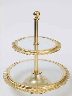 Two Tiered Cake Stand with Ripple Edge