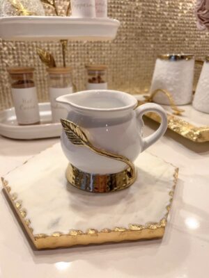 White and Gold Leaf Milk Dispenser