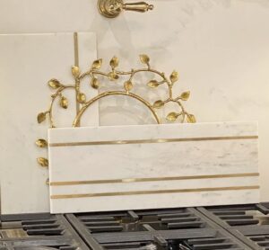 Large Marble Rectangle Tray with Gold Inlay