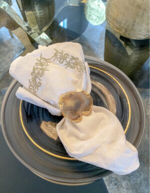 Set Of 4 Agate Napkin Rings