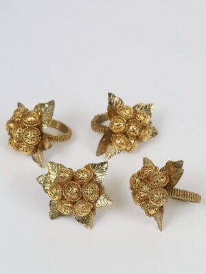 Gold Orb and Leaf Napkin Rings