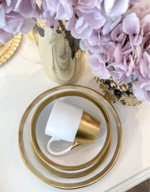Gold And White 4 Piece Place Setting
