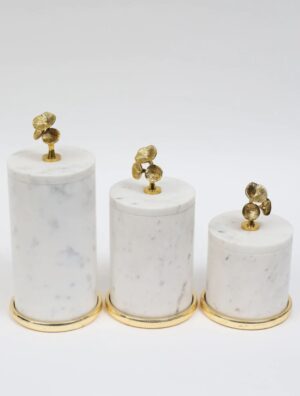 Marble Canisters with Floral Design Lid