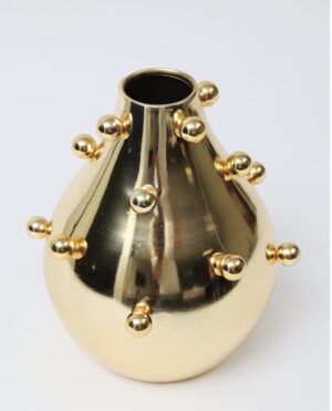 Gold Metal Studded Vase – Tall