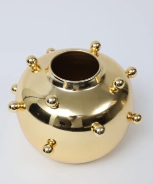 Gold Metal Studded Vase – Short