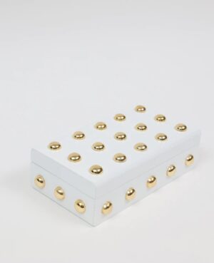 Studded Decorative Wood Boxes – White