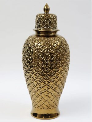 Gold Ginger Jar Lattice Design – Large