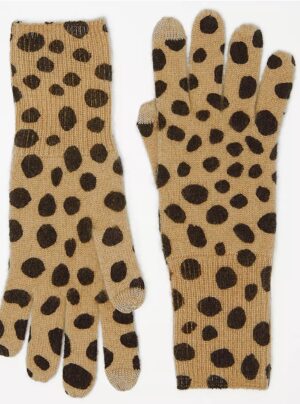 Animal Print Cashmere Gloves