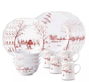 JuliskaCountry Estate Winter Frolic Ruby 16 Piece Dinnerware Set, Service for 4