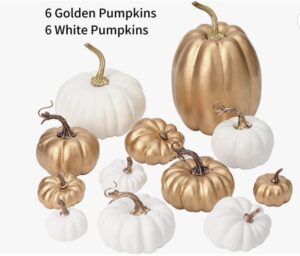 12Pcs Artificial Pumpkin Golden