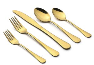 60 Piece Gold Silverware Set for 12