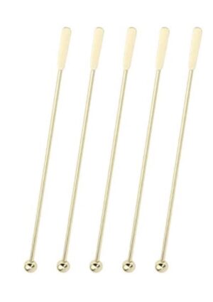 5 Pcs Reusable Stainless Steel Coffee Beverage Stirrers (Gold)