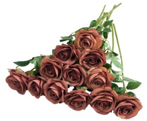 Rust Orange Silk Roses 12pcs