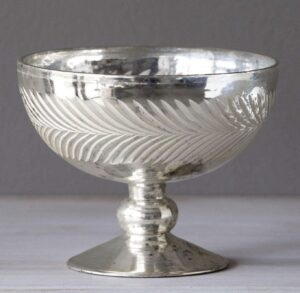 Mercury Glass Wreath Etched Compote Vase