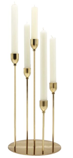 Gold Taper Candle Holders,Metal 5 Arms