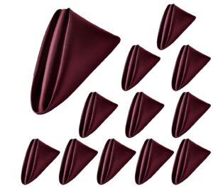 Square Dinner Napkins Burgundy Satin Napkins 17 x 17 Inches