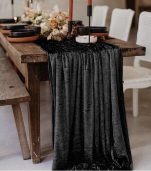 Black Velvet Table Runner 120 Inch