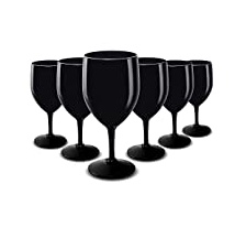 Black Wine Glasses Unbreakable Reusable 9oz, Set of 6