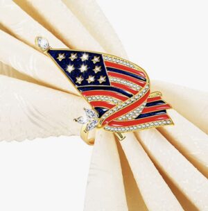 4th of July Patriotic Metal Napkin Rings American Flag