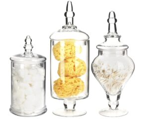 Glass Apothecary Jars with Lids- Set of 3