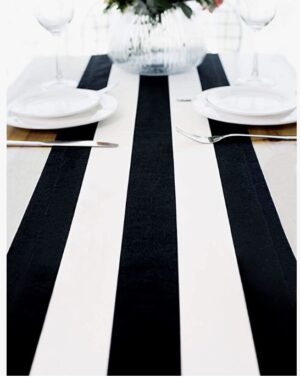 Black and White Striped Table Runner