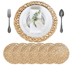 Round Woven Placemats Set of 6, 11.8 in