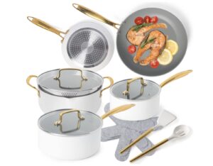 15 Piece Luxe White GOLD Cookware