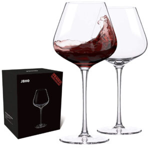 Hand Blown Italian Style Crystal Wine Glasses – Set of 2