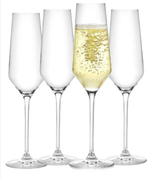 Champagne Flutes – Layla Collection Crystal Champagne Glasses Set of 4 – 6.7 Ounce Capacity